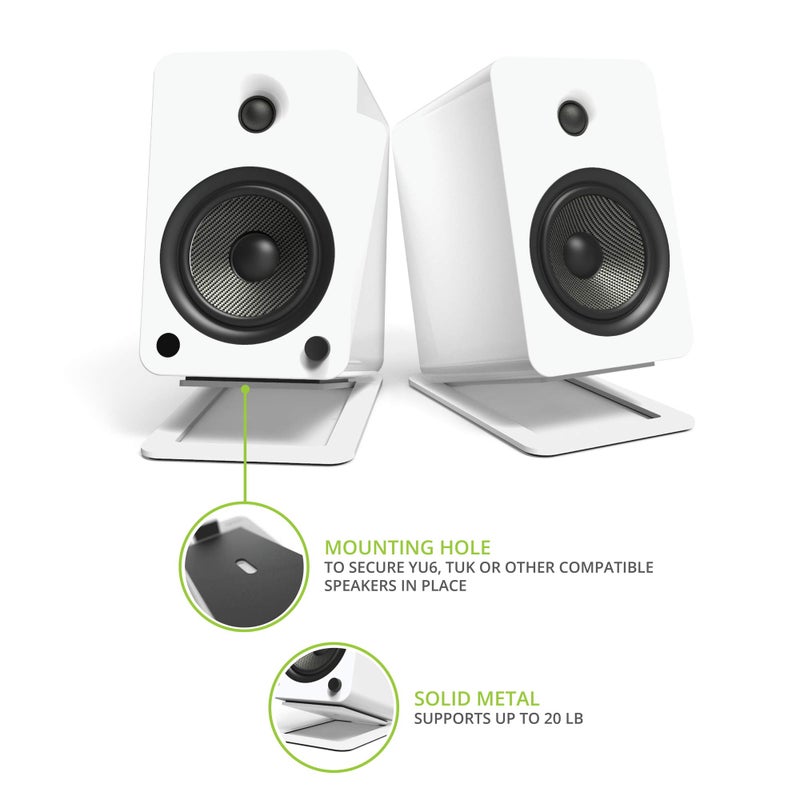 Kanto S6W Tilted Desktop Speaker Stands for Large Bookshelf Speakers & Full-Size 5â€-7â€ Studio Monitors | Supports 20 lbs | Damping Foam Padding | Â¼â€-20 Mounting | Pair | White - Image 2